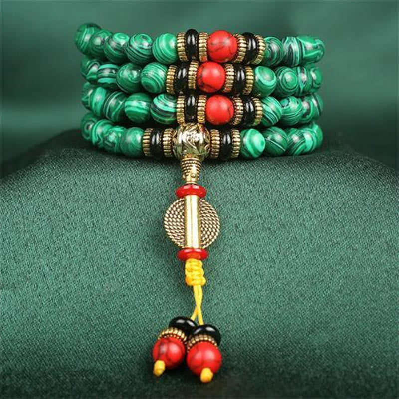 Wear FengShui Tibetan 108 Mala Malachite Beads Bracelet Necklace