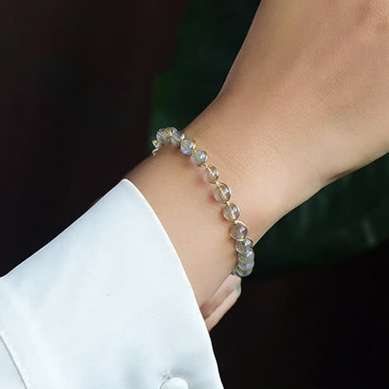 Wear FengShui Natural Moonstone 14K Gold Plated Healing Positive Bracelet
