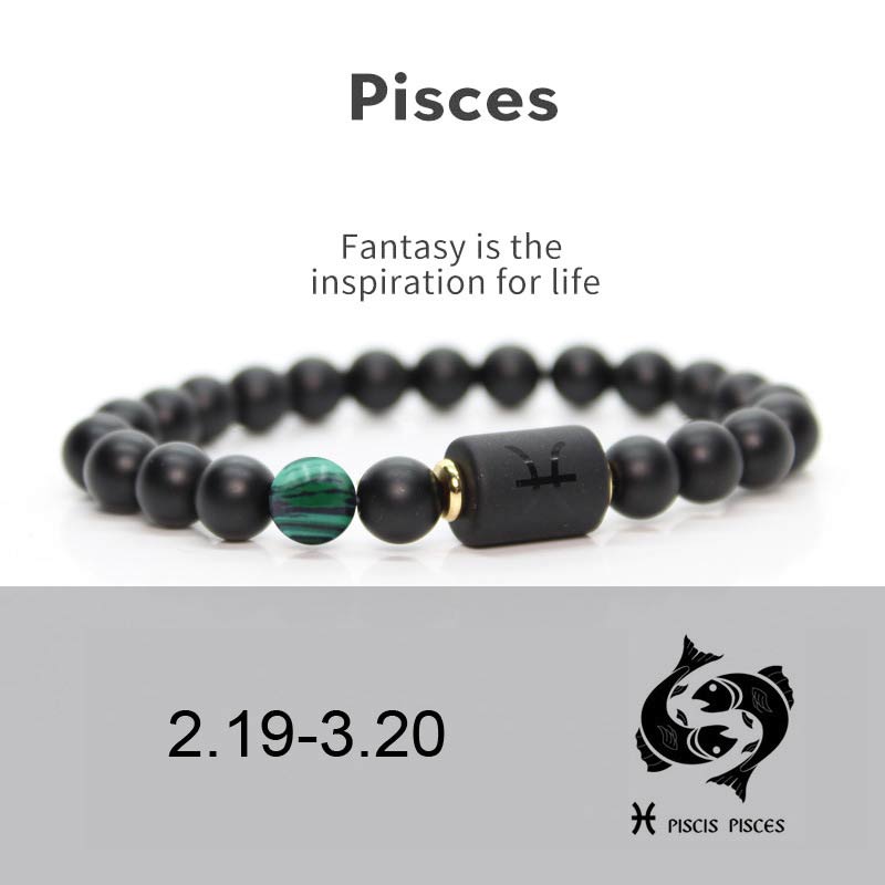 Wear FengShui 12  Constellations of the Zodiac Black Onyx Adjustable Bracelet