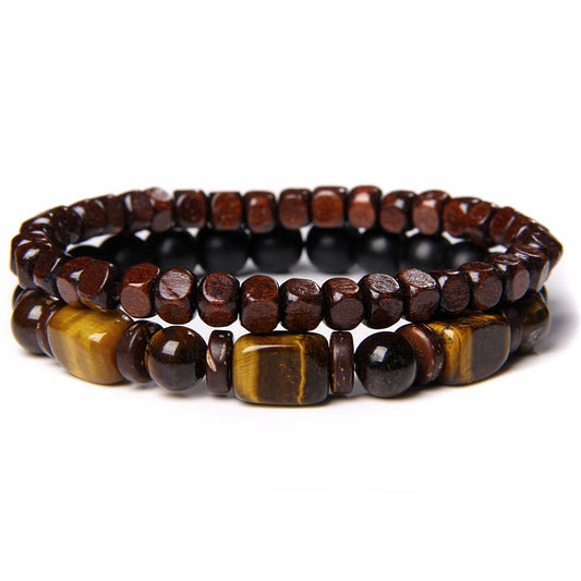 Wear FengShui Tiger Eye Frosted Stone Hematite Courage Bracelet