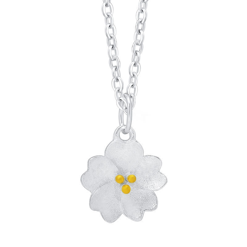 Wear FengShui 925 Sterling Silver Cherry Blossom Flower Blessing Necklace Pendant