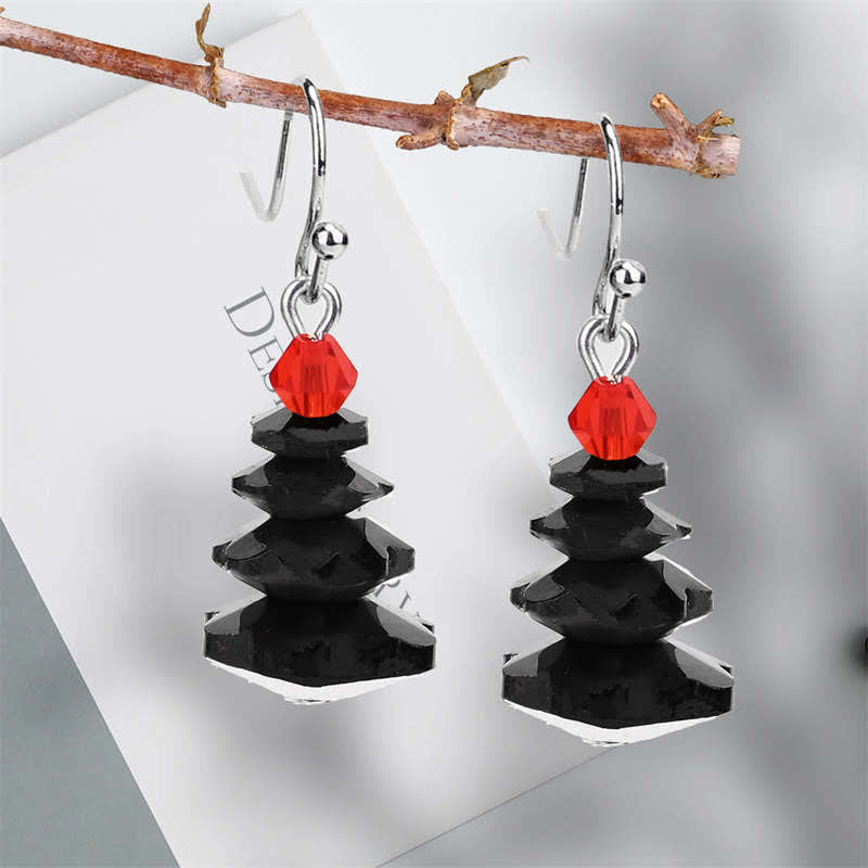 Wear FengShui Various Crystals Christmas Tree Amethyst Peace Healing Drop Earrings