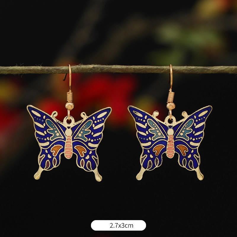 Wear FengShui Lotus Butterfly Flower Alloy Copper Enlightenment Drop Earrings