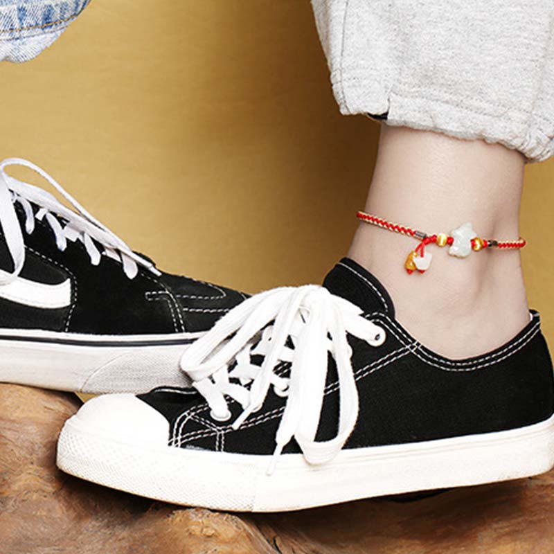 Wear FengShui Chinese Zodiac Jade Prosperity Red String Bracelet Anklet