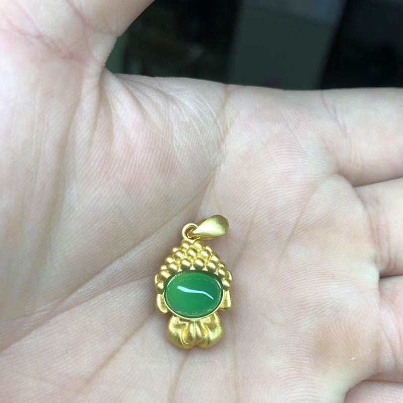 Wear FengShui White Jade Buddha Success Pendant Necklace