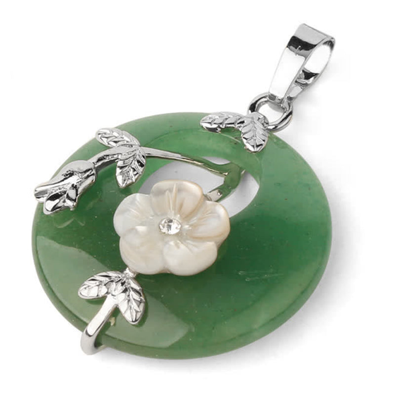 Wear FengShui Various Crystal Amethyst Green Aventurine Flower Healing Necklace Pendant