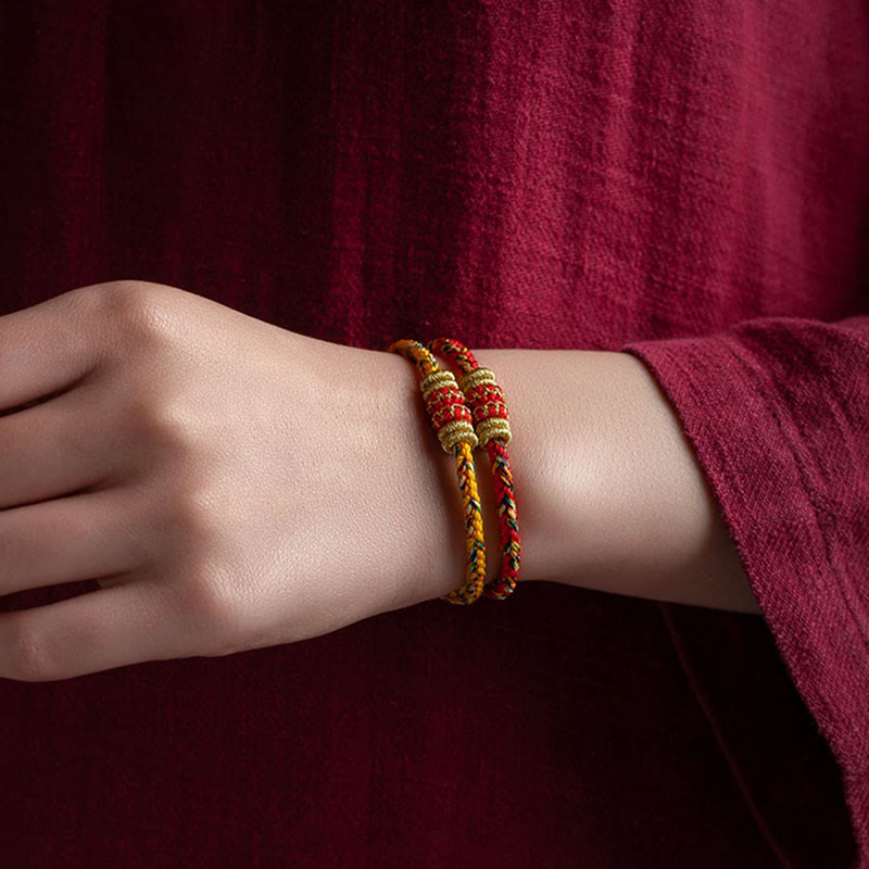 Wear FengShui Tibet Handmade Chinese Zodiac Natal Buddha Luck Strength Braided String Bracelet