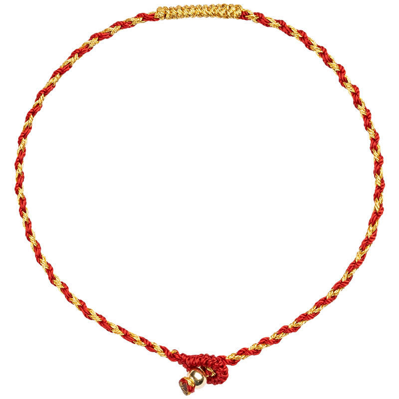 Wear FengShui 14K Gold Plated Handmade Red Gold Rope King Kong Knot Braided Luck Bracelet