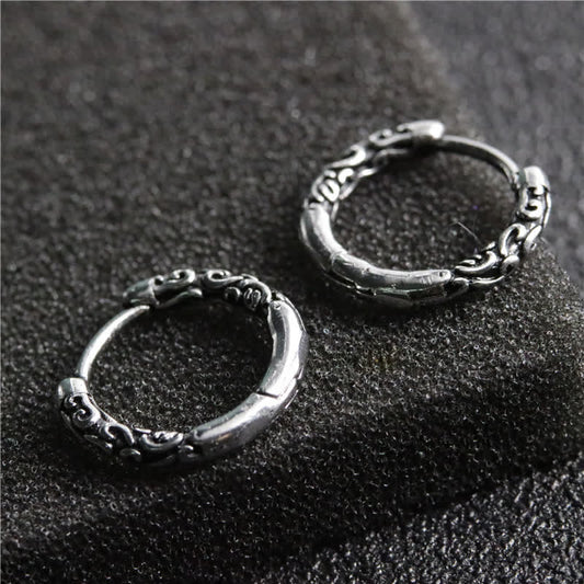 Wear FengShui Viking Celtic Hoop Titanium Steel Balance Earrings