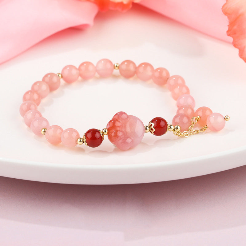 Wear FengShui Natural Yanyuan Agate Cat Claw Paw Positive Bracelet