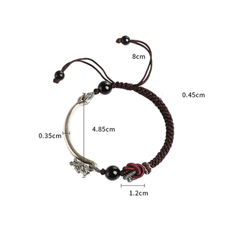 Wear FengShui 925 Sterling Silver Auspicious Dragon Success Handcrafted Braided Bracelet