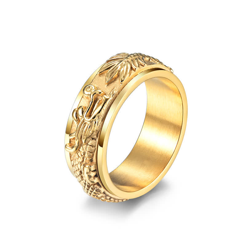 Wear FengShui Dragon Titanium Steel Stimulation Rotatable Ring