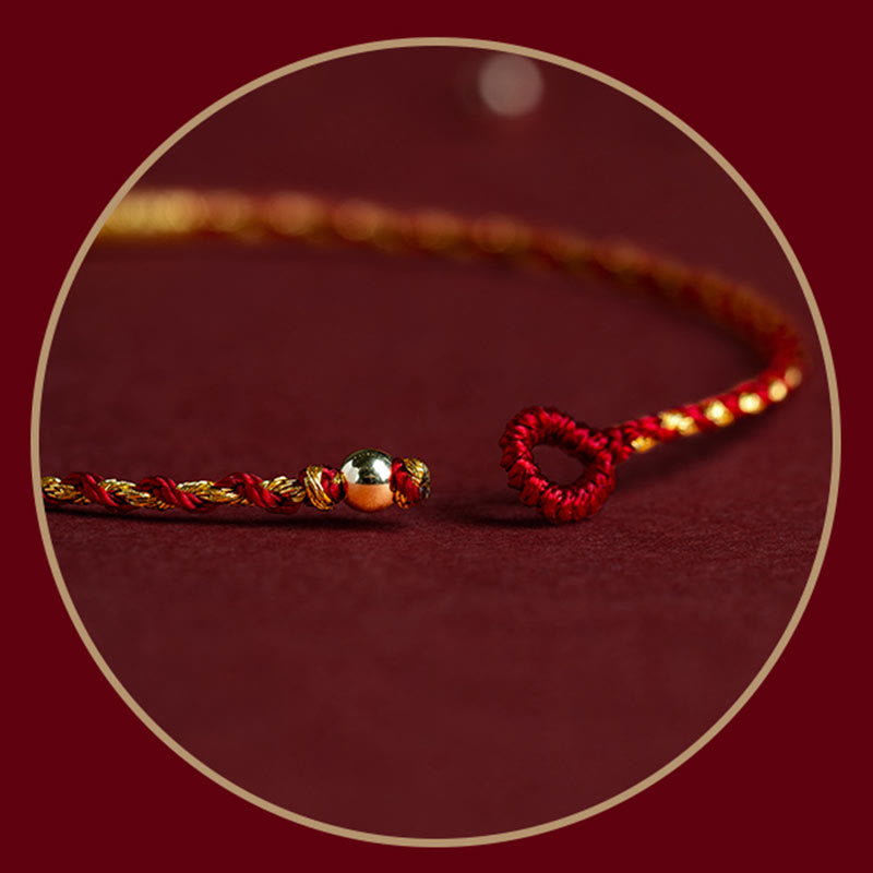 Wear FengShui 14K Gold Plated Handmade Red Gold Rope King Kong Knot Braided Luck Bracelet