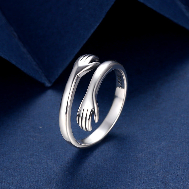 Wear FengShui 925 Sterling Silver Love Hug Thumb Ring