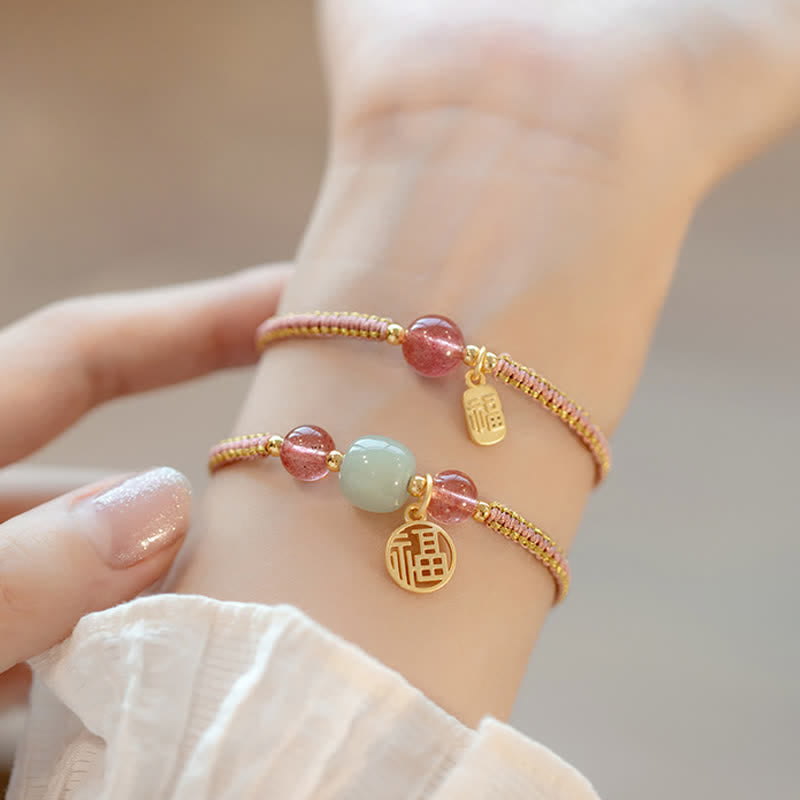Wear FengShui Red Agate Jade Lotus Confidence Calm String Bracelet