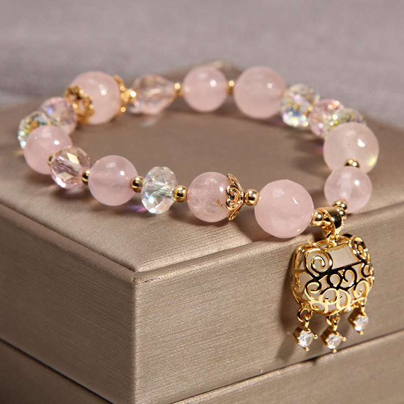 Wear FengShui Natural Pink Crystal Soothing Protection Bracelet