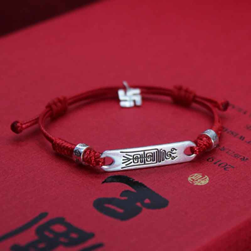 Wear FengShui 925 Sterling Silver Red String Luck Strength Braid Bracelet