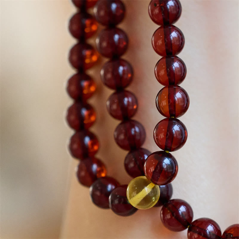 Wear FengShui Natural 108 Mala Beads Amber Clear Anxiety Bracelet
