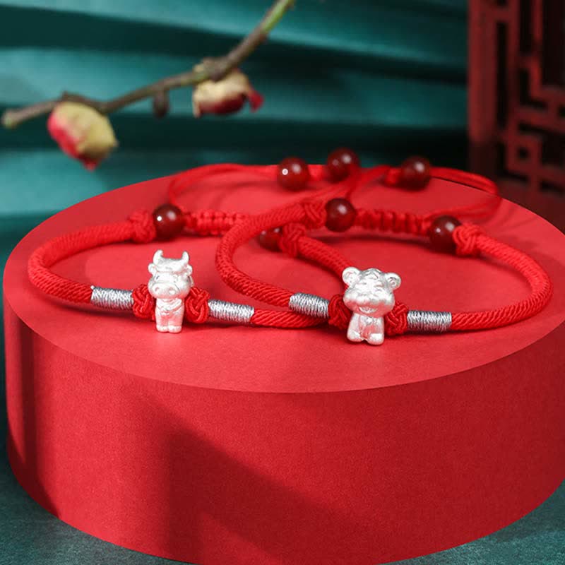 Wear FengShui 999 Sterling Silver Chinese Zodiac Luck Strength Red String Bracelet