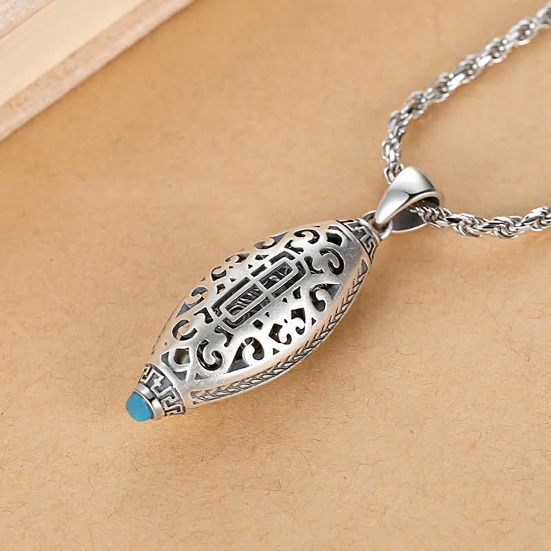Wear FengShui Tibet Om Mani Padme Hum Protection Necklace Rotatable Pendant