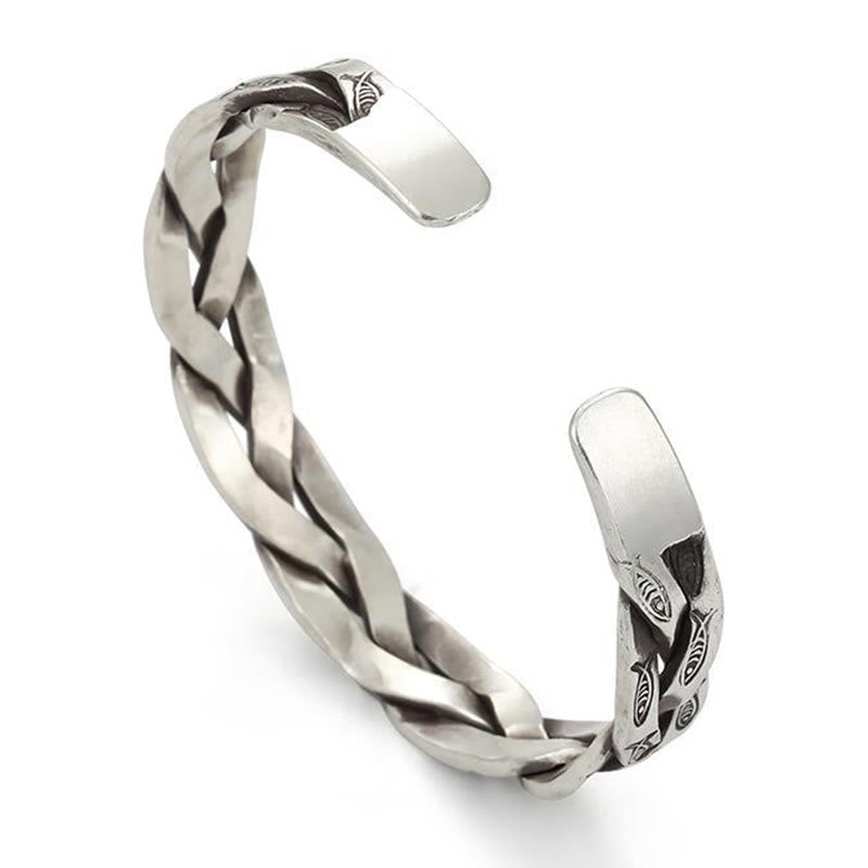 Wear FengShui Koi Fish Twisted Design Luck Wealth Cuff Bracelet Bangle