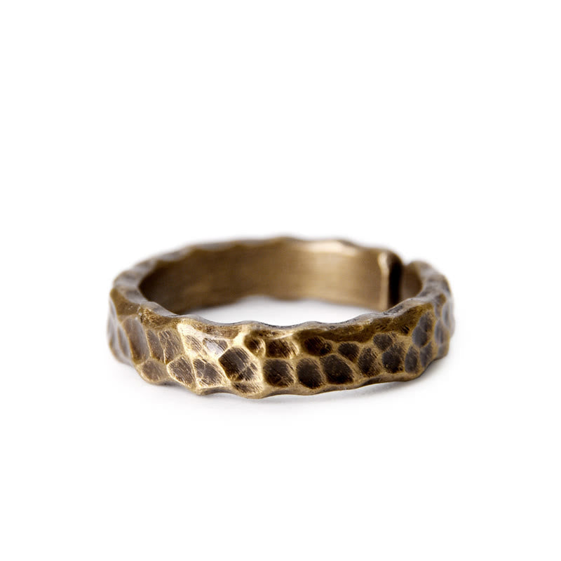 Wear FengShui Tibetan Bump Texture Design Copper Brass Luck Ring