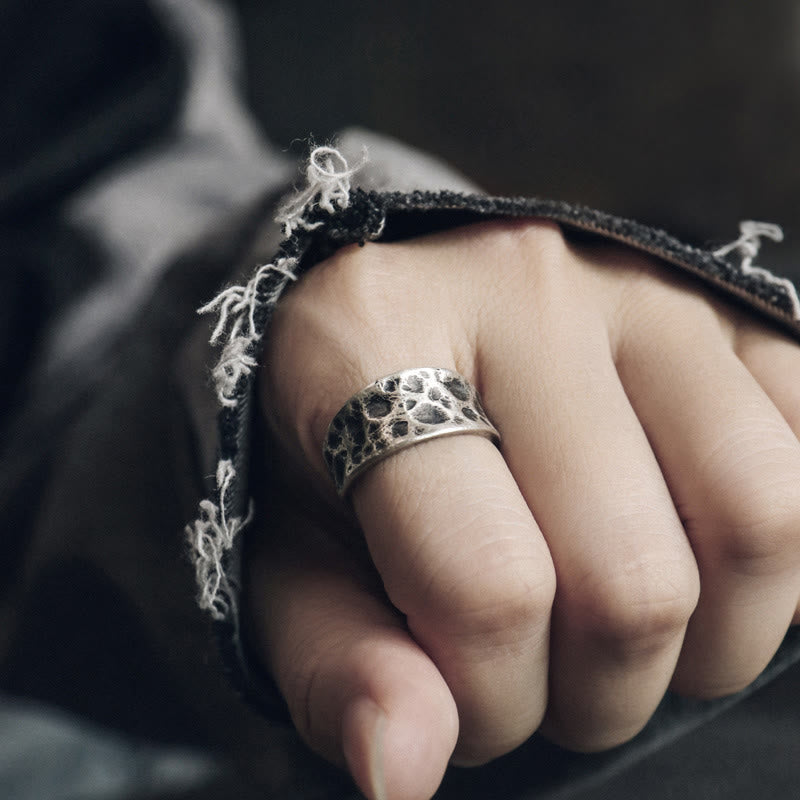 Wear FengShui 925 Sterling Silver Bump Texture Design Protection Ring