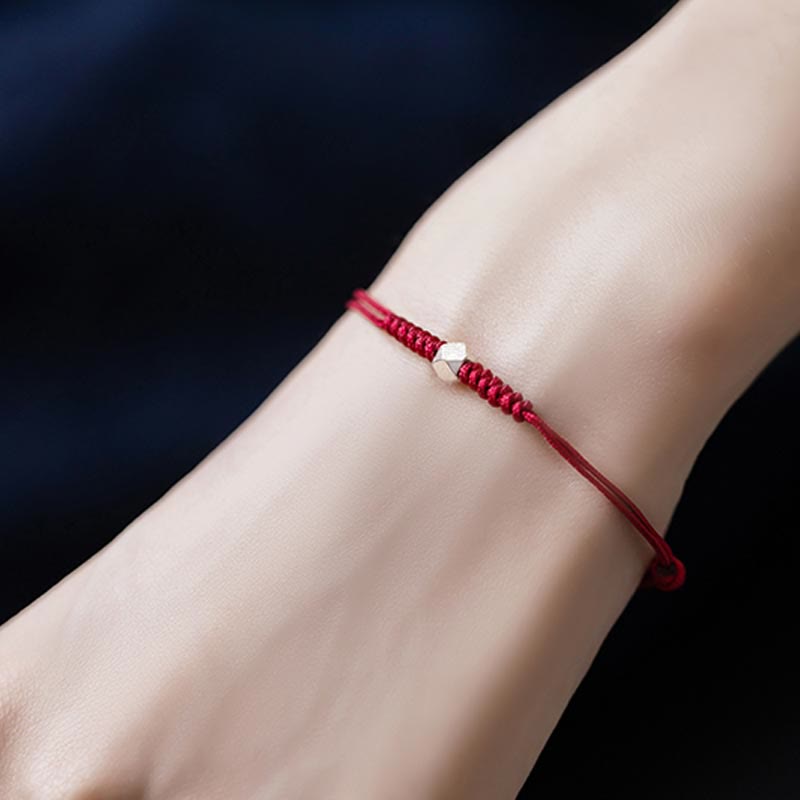 Wear FengShui 925 Sterling Silver Luck Bead Protection Red String Braided Bracelet