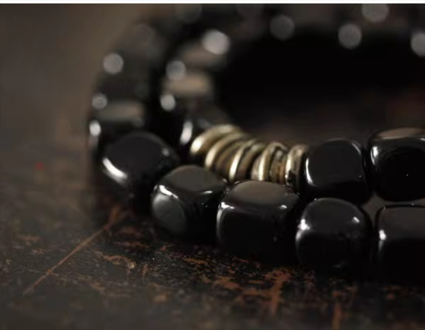 Tibetan Double-Layer Obsidian Square Bead Bracelet – Vintage Style for Men & Women