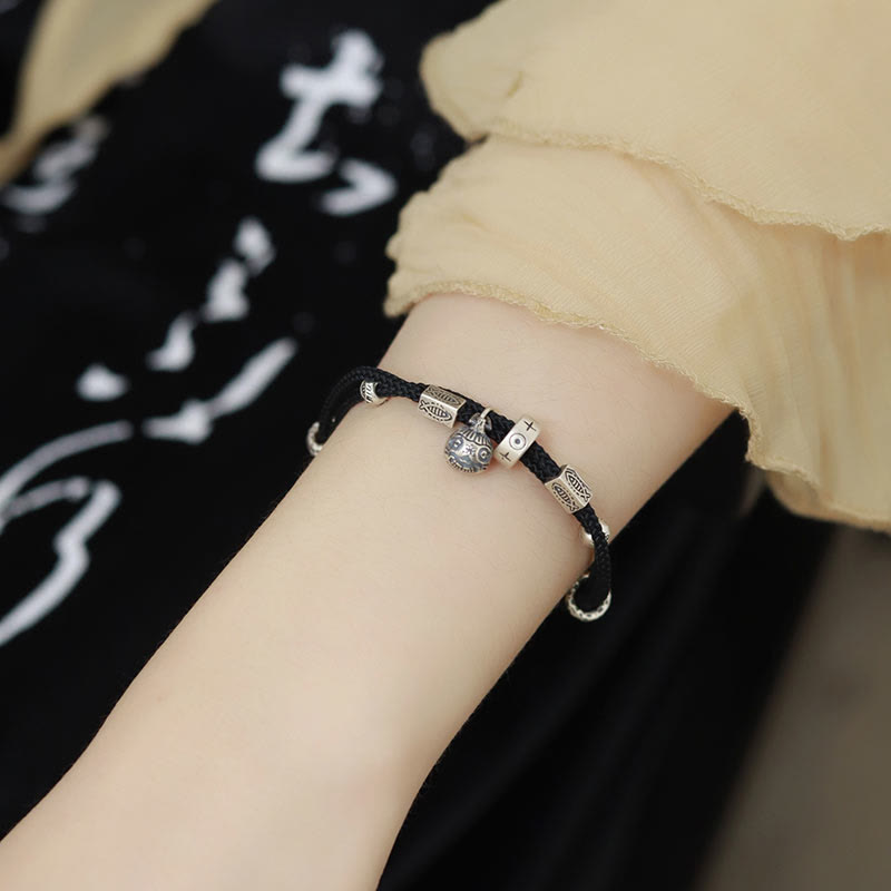 Wear FengShui 925 Sterling Silver Gold Swallowing Beast Koi Fish Wealth Handcrafted Braided Bracelet