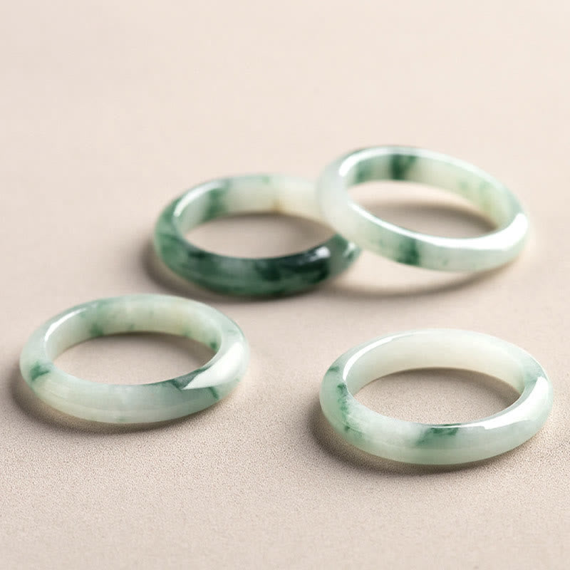 Wear FengShui Natural Green Jade Luck Abundance Ring