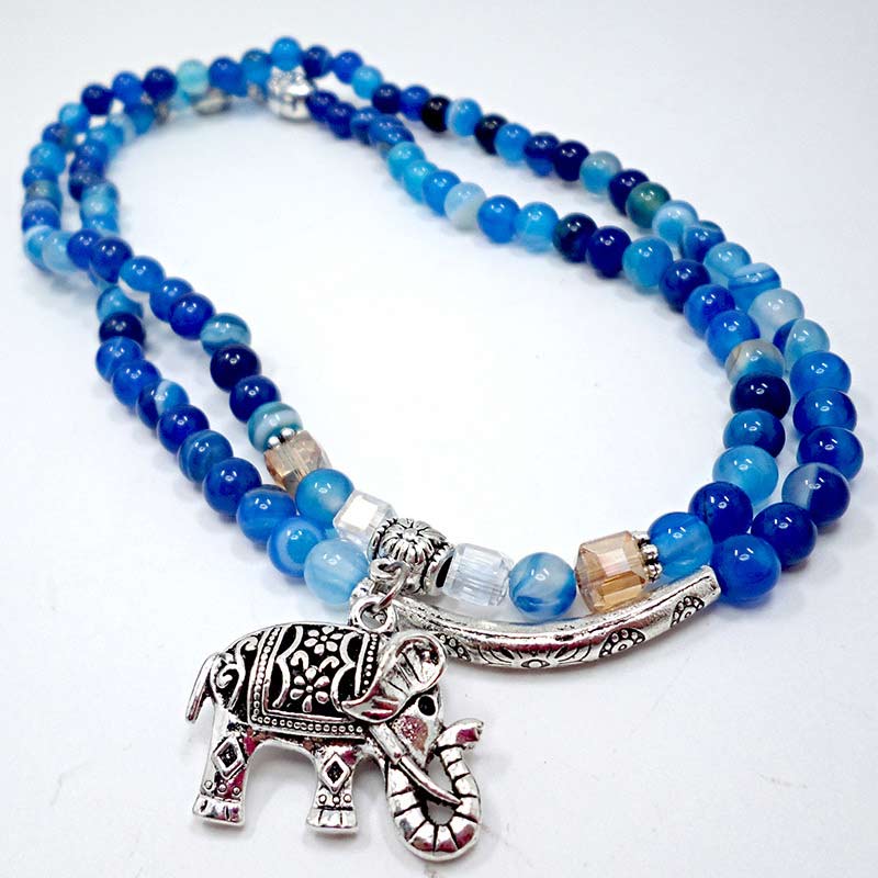 Wear FengShui Natural Agate Elephant Buddha Hope Bracelet