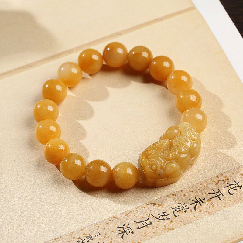 Wear FengShui Golden Silk Jade Pixiu Wealth Bracelet