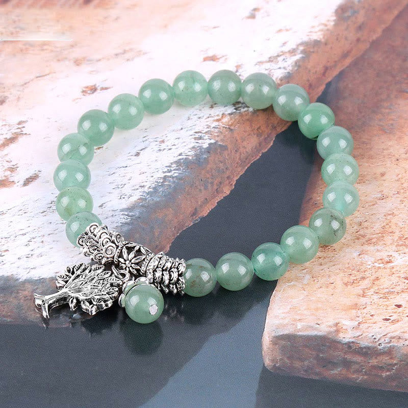 Wear FengShui Natural Gemstone Tree of Life Lucky Charm Stretch Bracelet