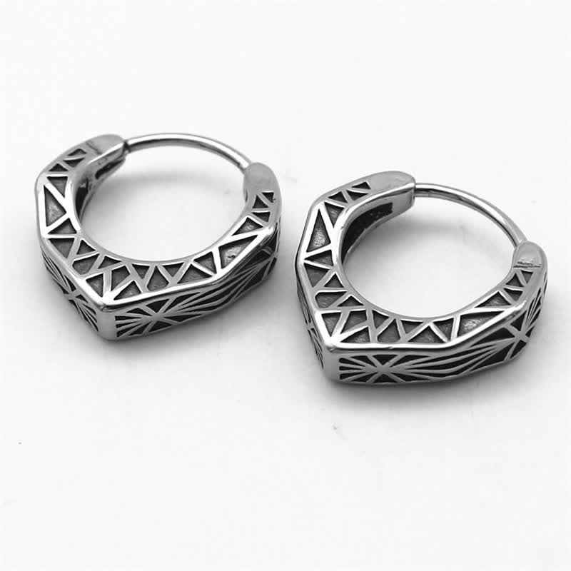 Wear FengShui Viking Hoop Titanium Steel Balance Earrings