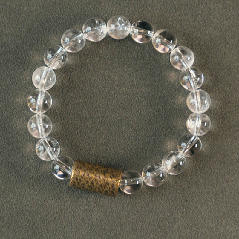 Wear FengShui White Crystal Red Hematoid Quartz Gold Rutilated Quartz Purple Phantom Protection Bracelet