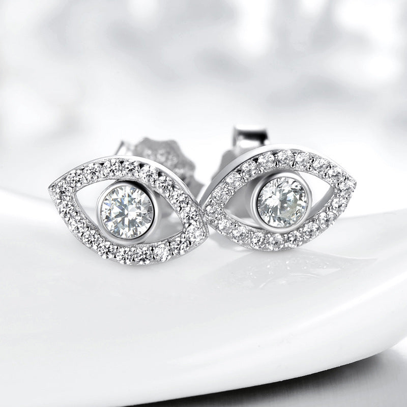 Wear FengShui 925 Sterling Silver Evil Eye Symbol Protection Stud Earrings