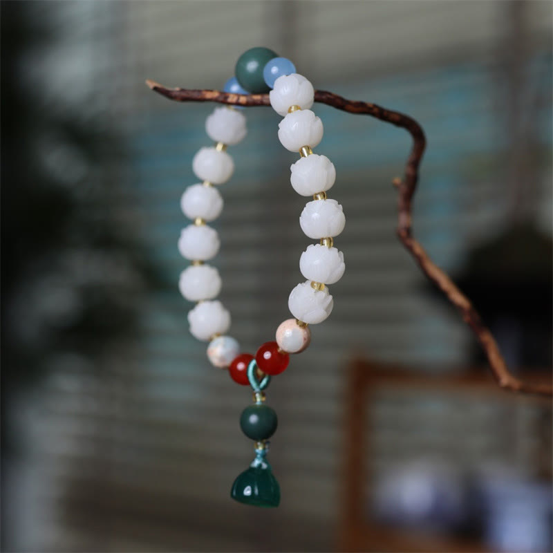 Wear FengShui Bodhi Seed Lotus Bead Carved Peace Harmony Bracelet