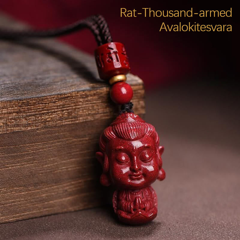 Wear FengShui Chinese Zodiac Natal Buddha Natural Cinnabar Amulet Keep Away Evil Spirits Necklace Pendant