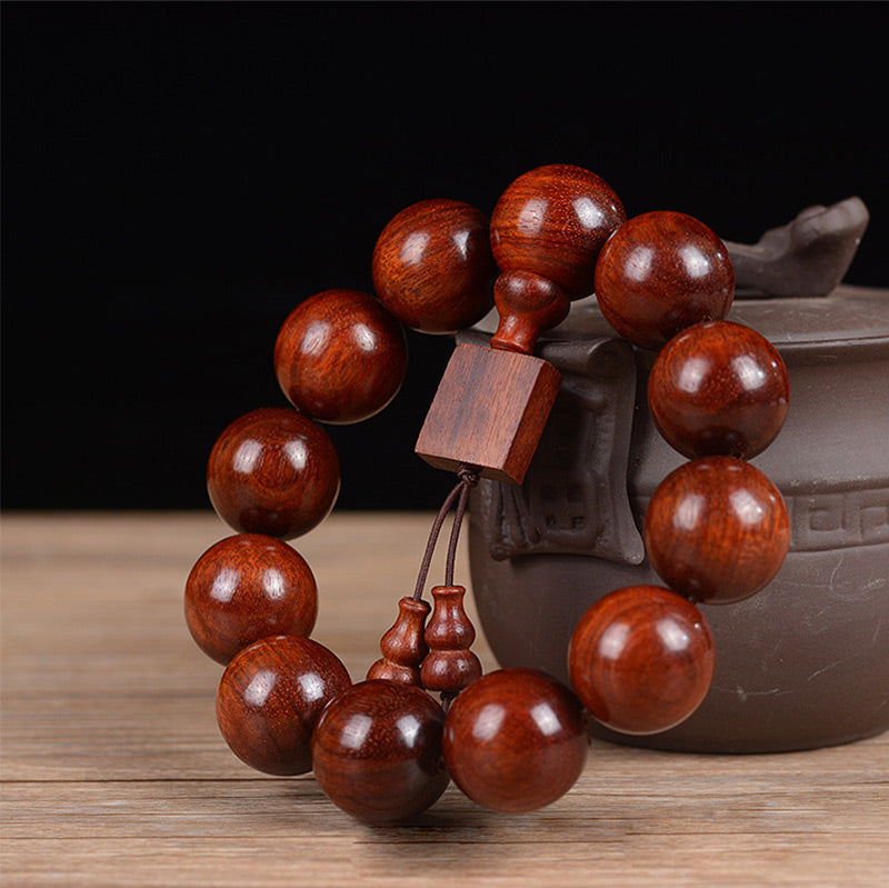 Wear FengShui Tibetan Small Leaf Red Sandalwood Relaxation Bracelet