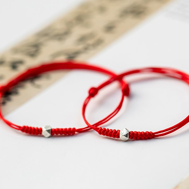 Wear FengShui 925 Sterling Silver Luck Bead Protection Red String Braided Bracelet