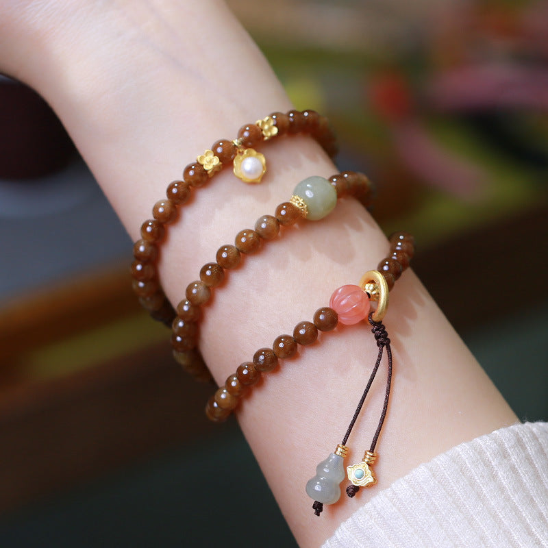 Wear FengShui Jade Butterfly Gourd Prosperity Luck Bracelet Necklace