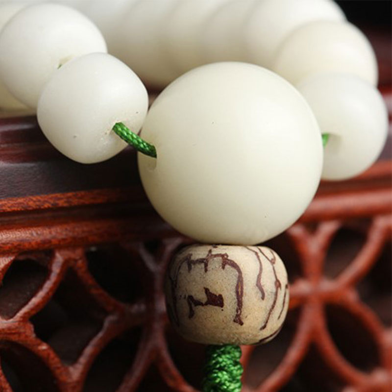Wear FengShui White Jade Bodhi Lotus Mala Harmony Necklace Bracelet