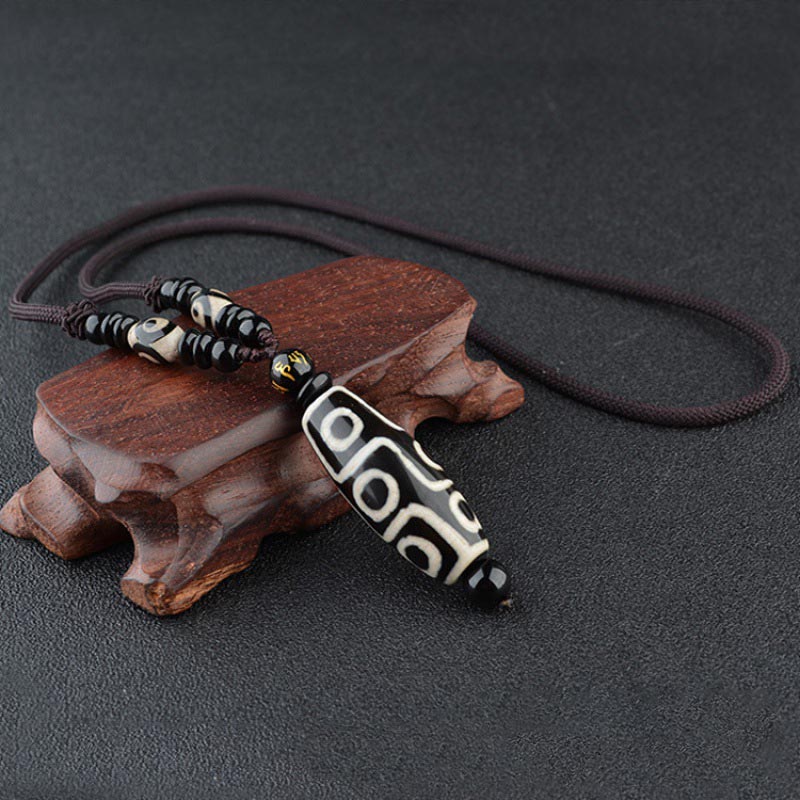 Wear FengShui Nine-Eye Dzi Bead Wealth Protection Necklace