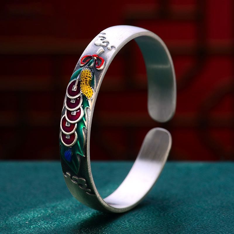Wear FengShui Feng Shui Five Emperor Coins Peanut Wealth Bracelet Bangle