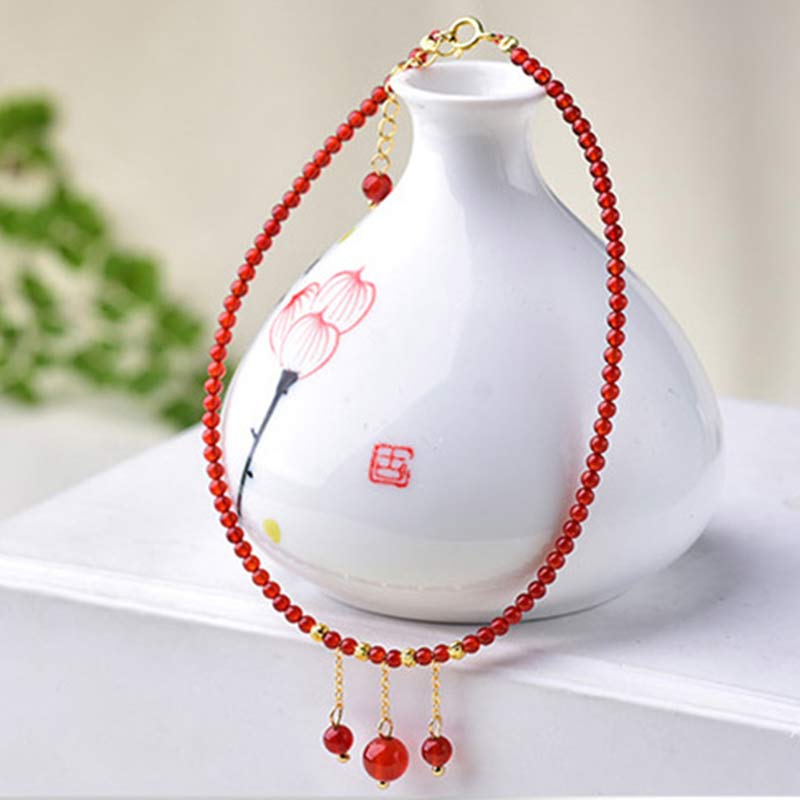 Wear FengShui Red Agate Confidence Calm Anklet