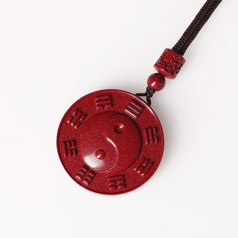 Wear FengShui Cinnabar Yin Yang Bagua Blessing Necklace Pendant
