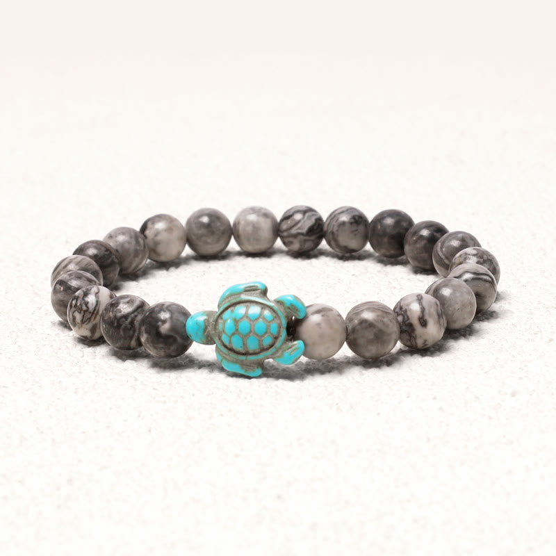 Wear FengShui Natural Stone Sea Turtle Turquoise Blessing Bracelet
