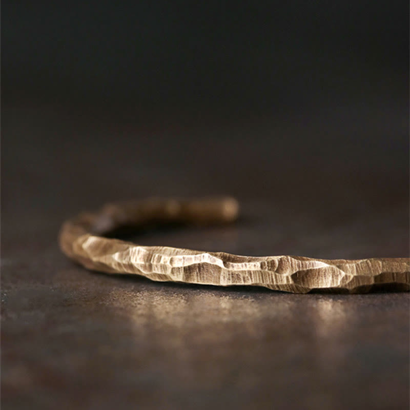 Wear FengShui Tibetan Bump Texture Copper Luck Cuff Bracelet Bangle