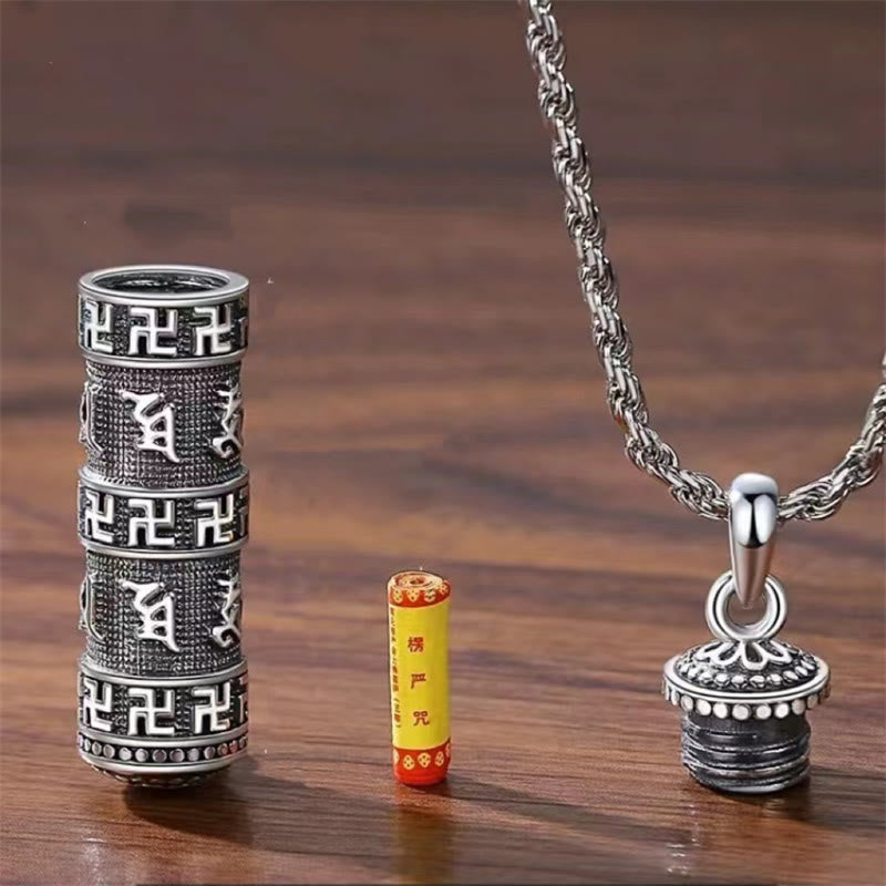 Wear FengShui Om Mani Padme Hum Swastika Twisted Chain Wisdom Necklace Pendant